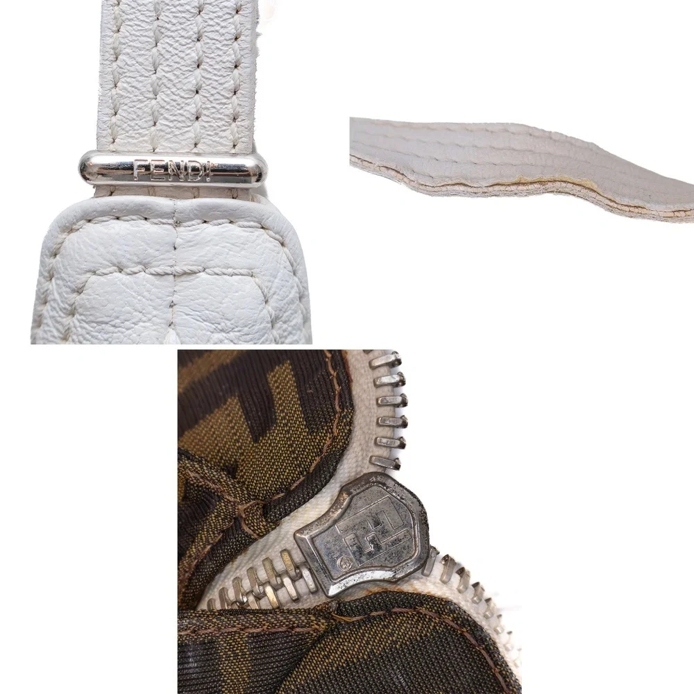 Vintage Fendi White Leather Hobo Shoulder Bag‎
